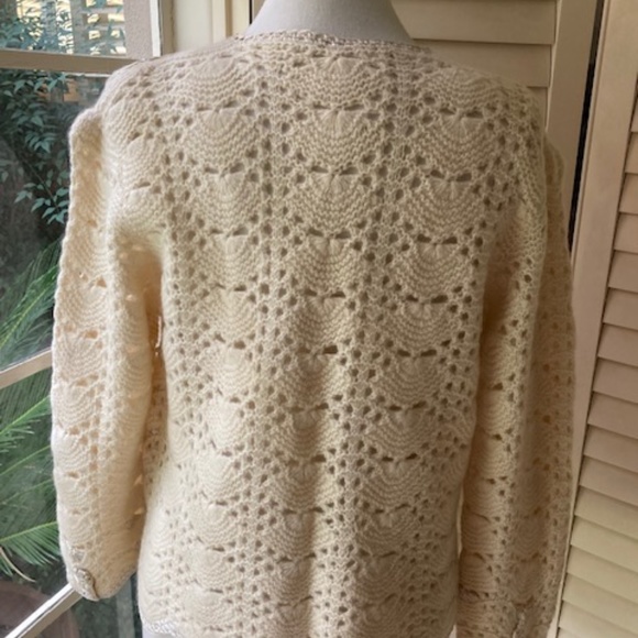 1950's Crochet and Ribbon Cardigan - Picture 2 of 4